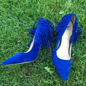 Very sexy suade blue velvet heels pumps shoes 👠